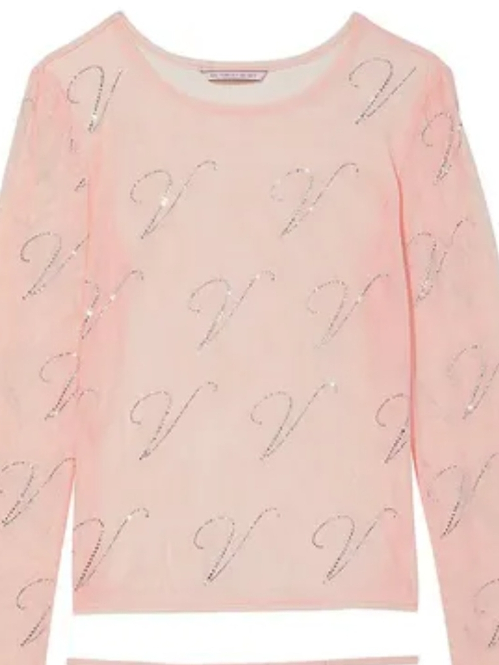 Victoria's Secret Baby Pink Mesh Rhinestone Top
